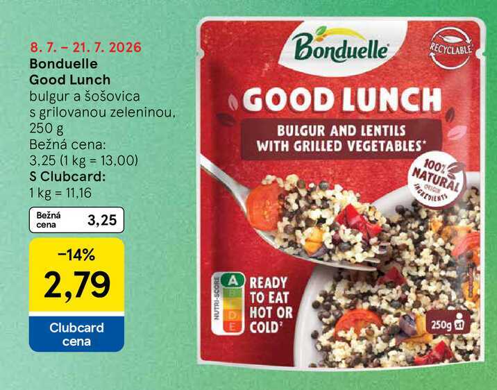 Bonduelle Good Lunch bulgur a šošovica s grilovanou zeleninou 250 g