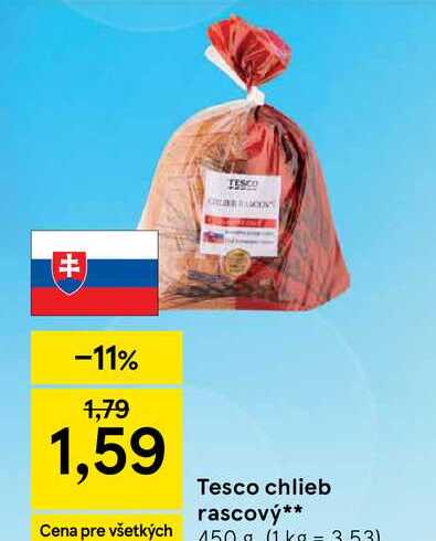 Tesco chlieb rascový 450g