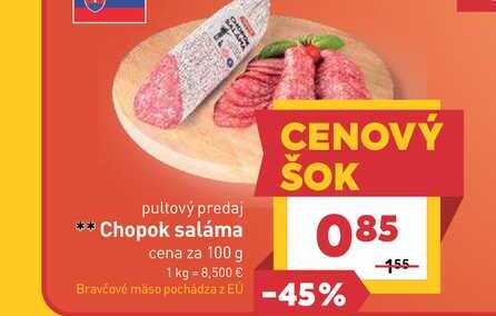 Chopok saláma cena za 100 g