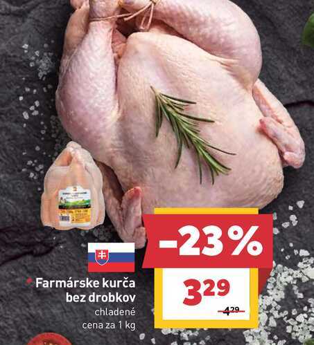 Farmárske kurča bez drobkov chladené cena za 1 kg