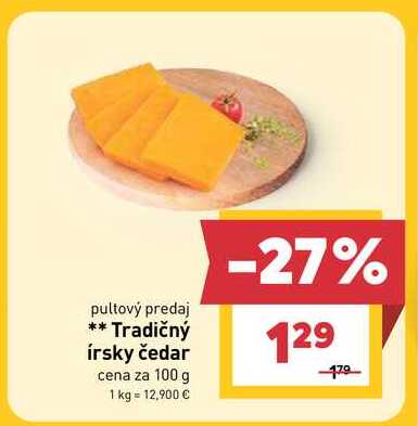 Tradičný írsky čedar cena za 100 g