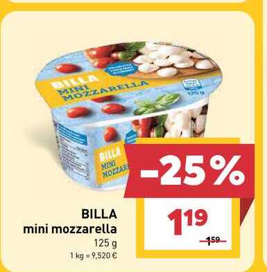 BILLA mini mozzarella 125 g