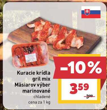 Kuracie krídla gril mix Mäsiarov výber marinované chladené cena za 1 kg 