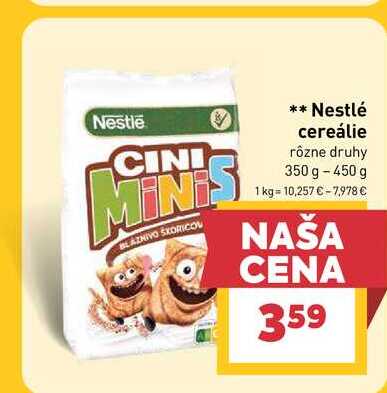 Nestlé cereálie rôzne druhy 350 g-450 g