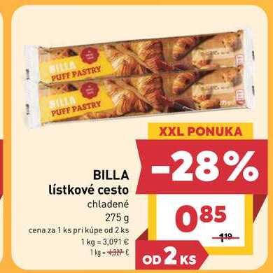 BILLA lístkové cesto chladené 275 g