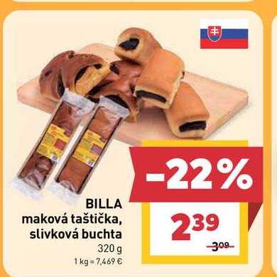 BILLA maková taštička, slivková buchta 320 g