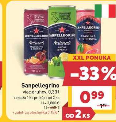 Sanpellegrino viac druhov, 0,33 l