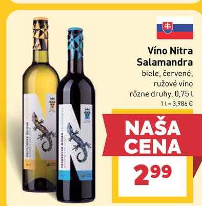 Víno Nitra Salamandra biele, červené, ružové víno rôzne druhy, 0,75l v akcii