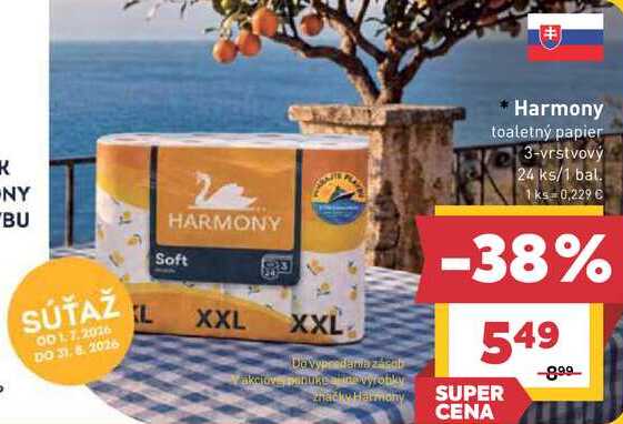 Harmony toaletný papier 3-vrstvový 24 ks/1 bal.