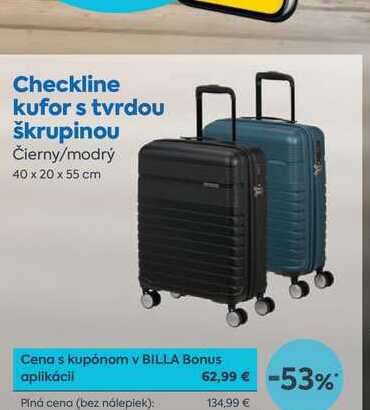 Checkline kufor s tvrdou škrupinou Čierny/modrý 40 x 20 x 55 cm
