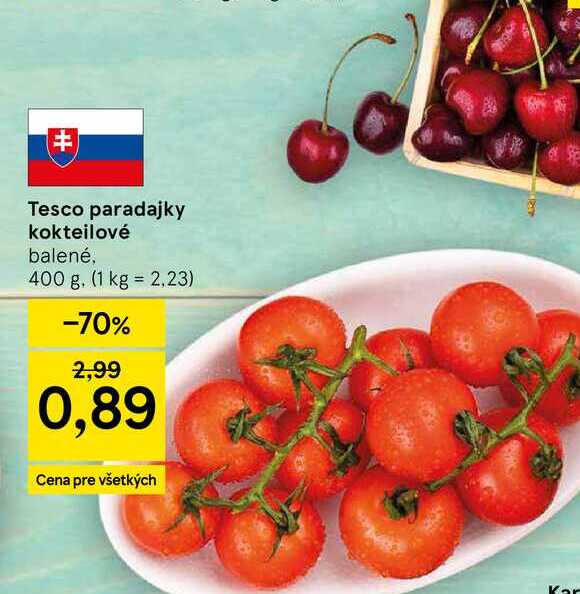 Tesco paradajky kokteilové balené, 400 g