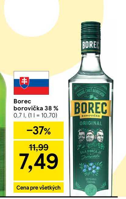 Borec borovička 38 % 0,7 l