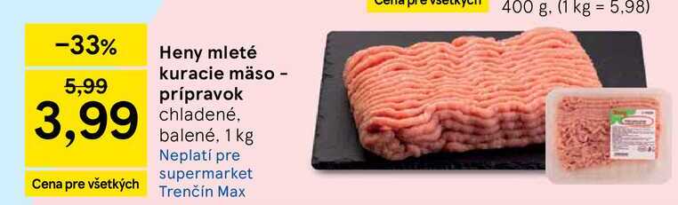 Heny mleté kuracie mäso - prípravok chladené, balené, 1 kg