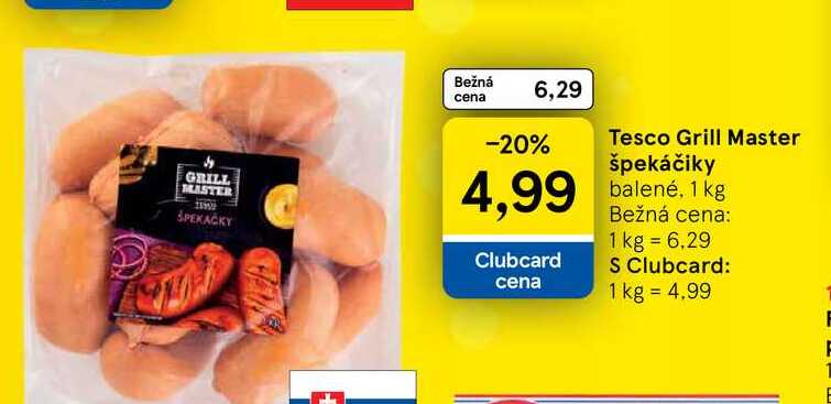 Tesco Grill Master špekáčiky balené, 1kg