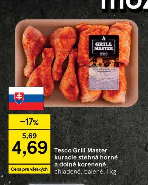 Tesco Grill Master kuracie stehná horné a dolné korenené chladené, balené, 1 kg