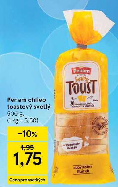 Penam chlieb toastový svetlý 500 g