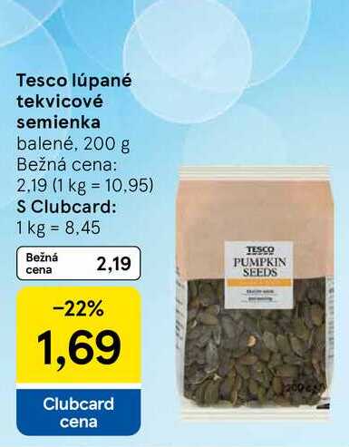 Tesco lúpané tekvicové semienka balené, 200 g