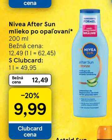 Nivea After Sun mlieko po opaľovaní 200 ml
