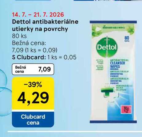 Dettol antibakteriálne utierky na povrchy 80 ks 