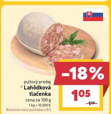 Lahôdková tlačenka cena za 100 g