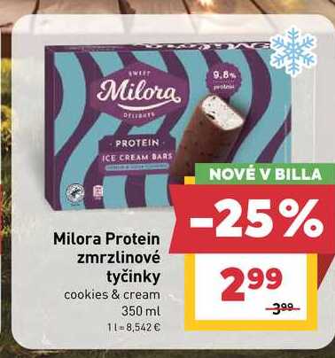 Milora Protein zmrzlinové tyčinky cookies & cream 350 ml 