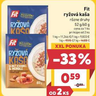 Fit ryžová kaša rôzne druhy 52 g/60 g