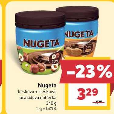 Nugeta lieskovo-oriešková, arašidová nátierka 340 g