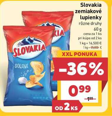 Slovakia zemiakové lupienky rôzne druhy 60g