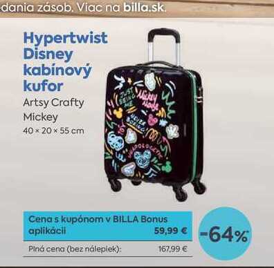 Hypertwist Disney kabínový kufor Artsy Crafty Mickey 40 × 20 × 55 cm