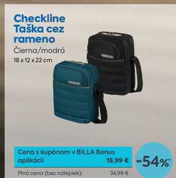 Checkline Taška cez rameno Čierna/modrá 18 x 12 x 22 cm
