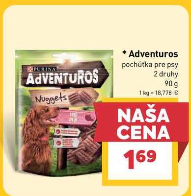 Adventuros pochúťka pre psy 2 druhy 90 g