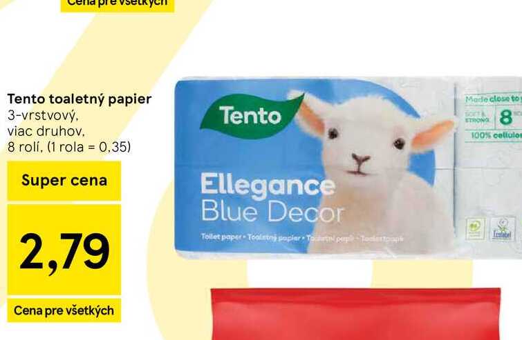 Tento toaletný papier 3-vrstvový, viac druhov 8 rolí