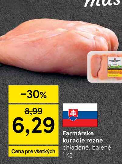 Farmárske kuracie rezne chladené, balené 1 kg