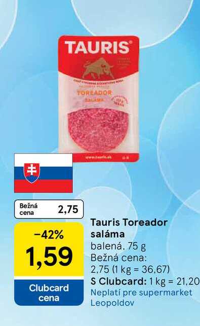 Tauris Toreador saláma balená 75 g