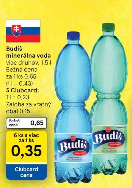 Budiš minerálna voda viac druhov, 1,5 l