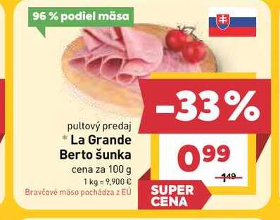 Berto šunka cena za 100 g 