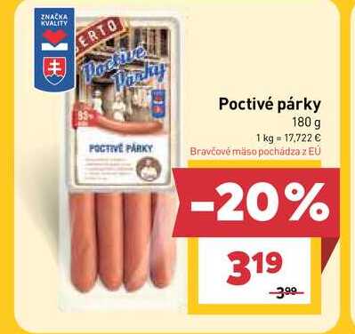 Poctivé párky 180 g