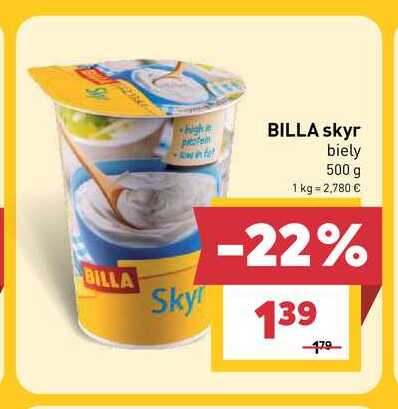 BILLA skyr biely 500 g 