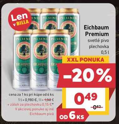 Eichbaum Premium svetlé pivo plechovka 0,5l