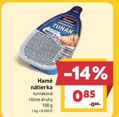 Hamé nátierka tuniaková rôzne druhy 100 g