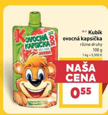 Kubík ovocná kapsička rôzne druhy 100 g 