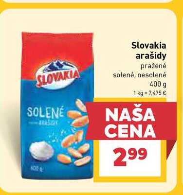 Slovakia arašidy pražené solené, nesolené 400 g