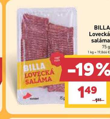 BILLA Lovecká saláma 75g
