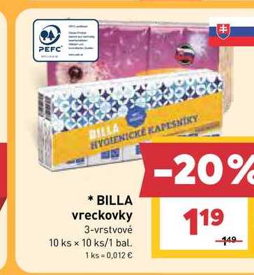 BILLA vreckovky 3-vrstvové 10 ks x 10 ks/1 bal.