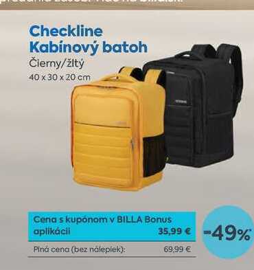 Checkline Kabínový batoh Čierny/žltý 40 x 30 x 20 cm 