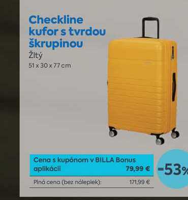 Checkline kufor s tvrdou škrupinou Žltý 51 x 30 x 77 cm 