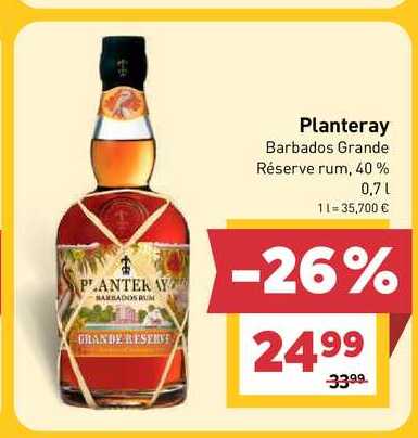 Planteray Barbados Grande Réserve rum, 40% 0,7L  v akcii