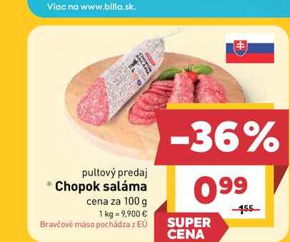 Chopok saláma cena za 100 g