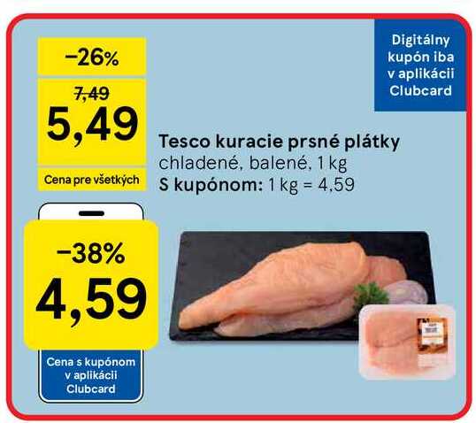 Tesco kuracie prsné plátky chladené, balené, 1 kg 