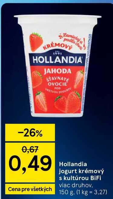 Hollandia jogurt krémový s kultúrou BiFi viac druhov, 150 g